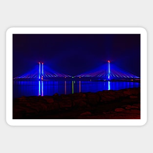 Indian River Bridge Night Expressionism Sticker